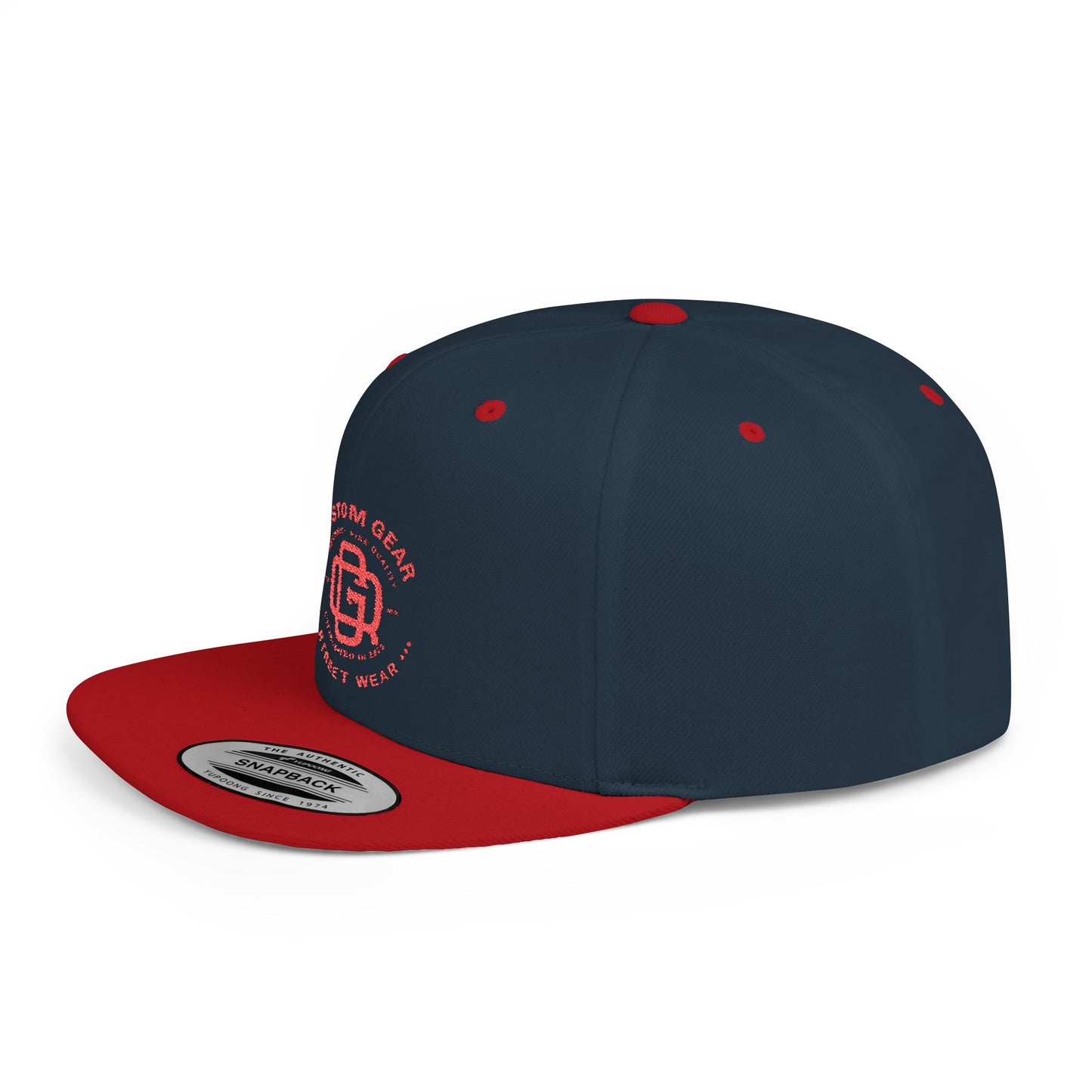 Qustom Gear Flat Bill Snapback - Street Wear Style, Trendy Hat, Casual Accessory, Gift for Him/Her, Street Style Cap, Summer Fashion