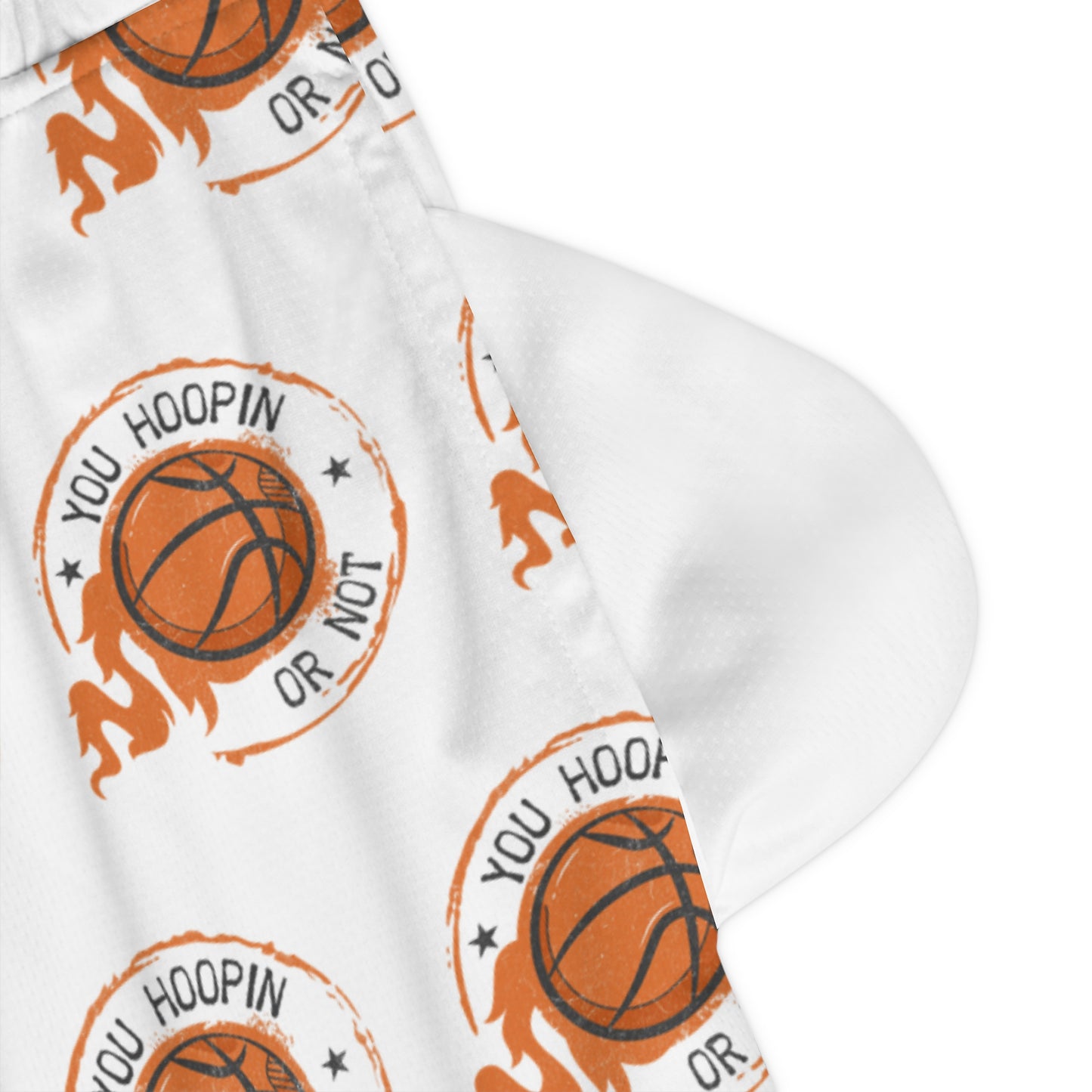 You HOOPIN Or Not Basketball All-Over Print Rib Shorts — Retro Hoop Logo Athletic Shorts