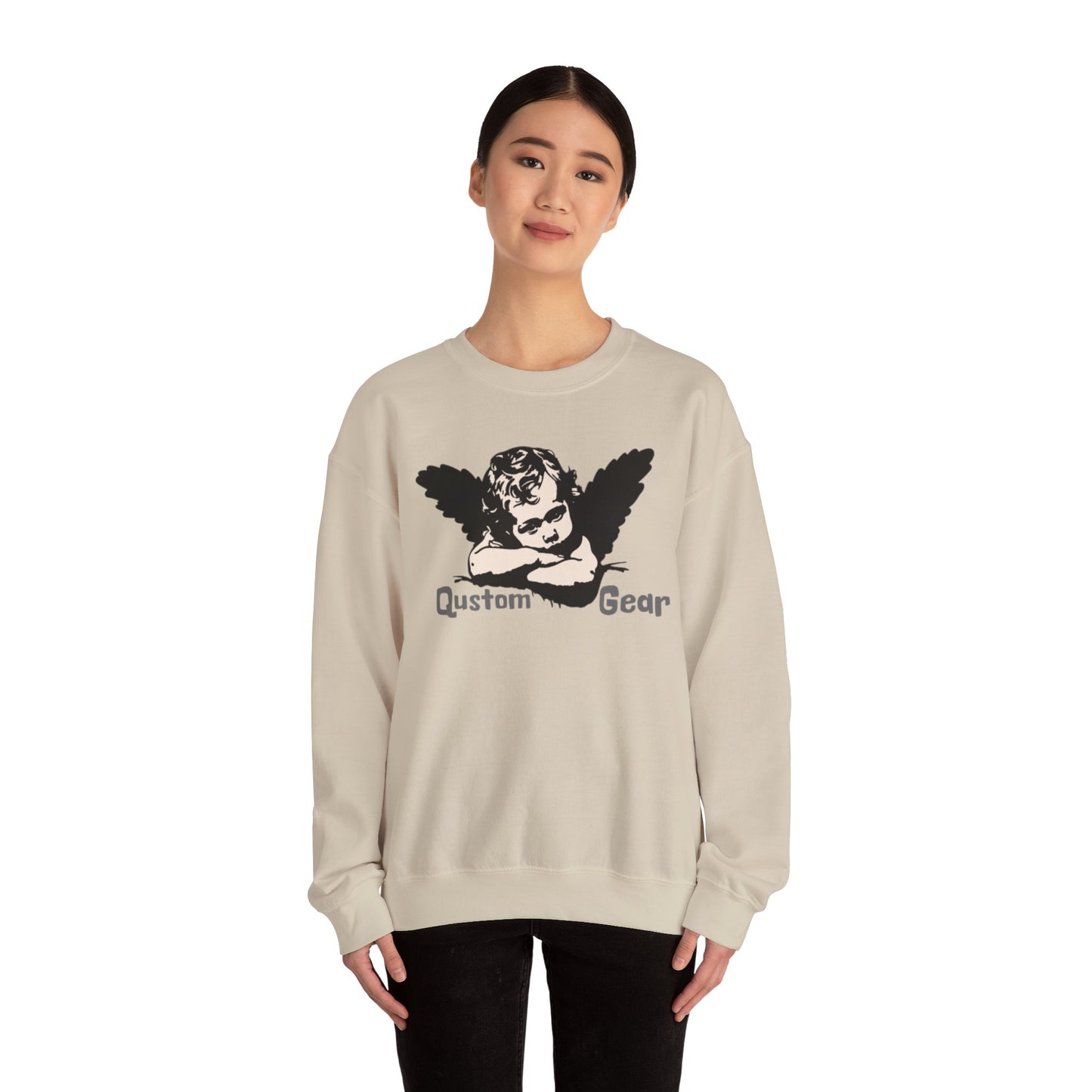 Vintage Angel Artwork Crewneck Sweatshirt, Cozy Unisex Sweatshirt, Casual Fall Layer, Gift for Art Lovers, Angel Design Pullover