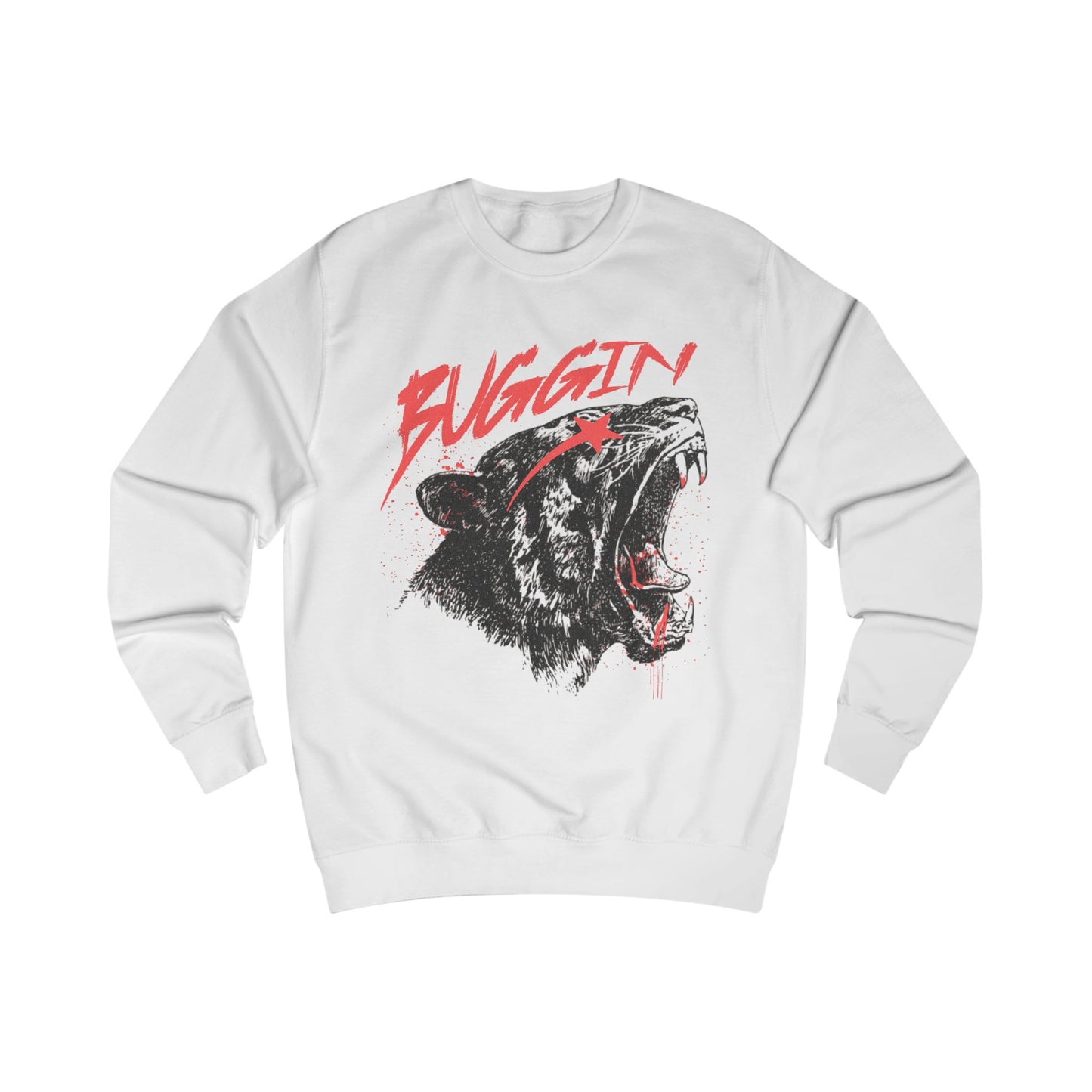 Qustom  Graphic Sweatshirt - 'Buggin' Panther Design, Streetwear, Casual Apparel, Gift for Him/Her, Fashion Statement