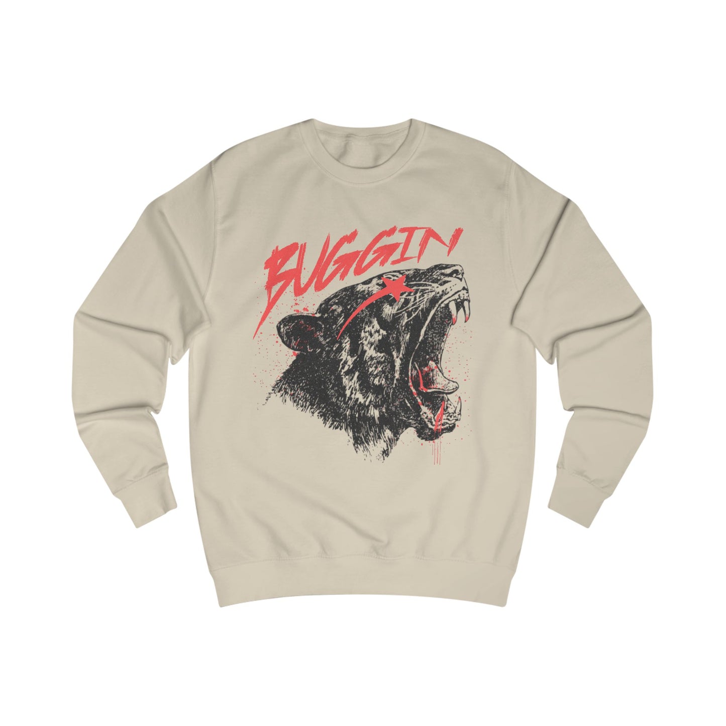 Qustom  Graphic Sweatshirt - 'Buggin' Panther Design, Streetwear, Casual Apparel, Gift for Him/Her, Fashion Statement