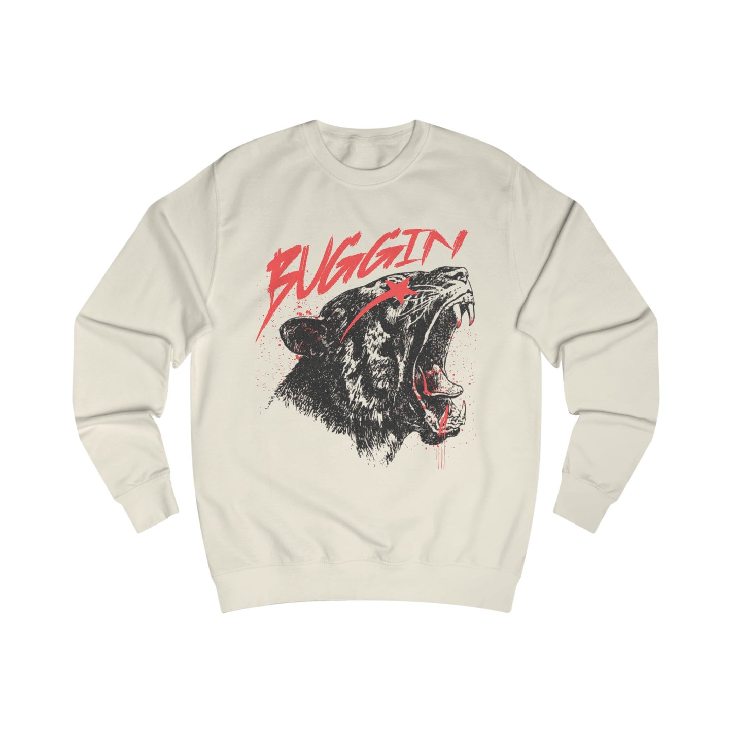 Qustom  Graphic Sweatshirt - 'Buggin' Panther Design, Streetwear, Casual Apparel, Gift for Him/Her, Fashion Statement