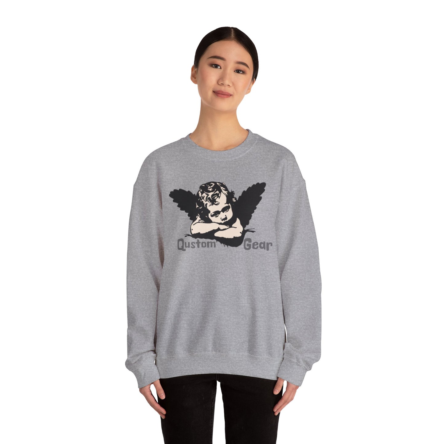 Vintage Angel Artwork Crewneck Sweatshirt, Cozy Unisex Sweatshirt, Casual Fall Layer, Gift for Art Lovers, Angel Design Pullover