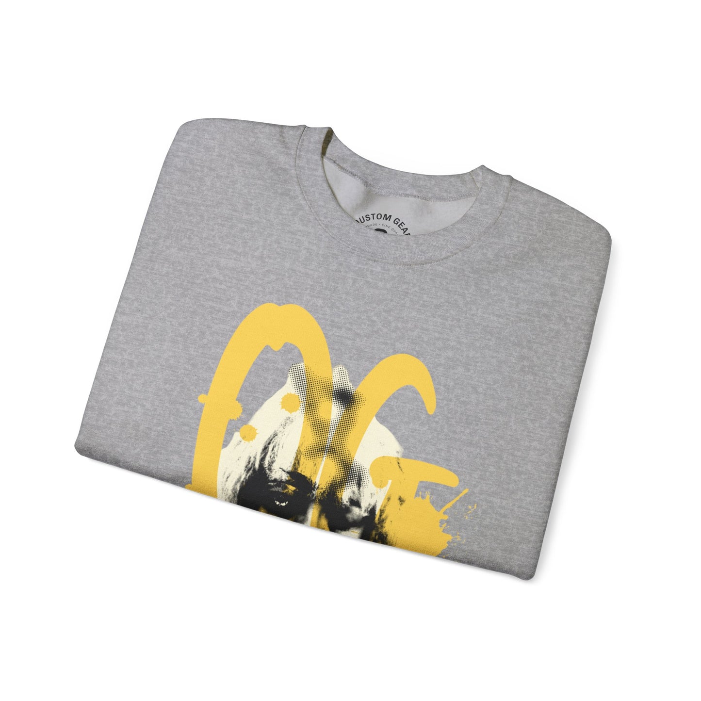 Qustom Gear Artistic Crewneck Sweatshirt with Bold Graphics, Unisex Fashion, Casual Wear, Gift for Trendsetters, Street Style, Everyday Comfort