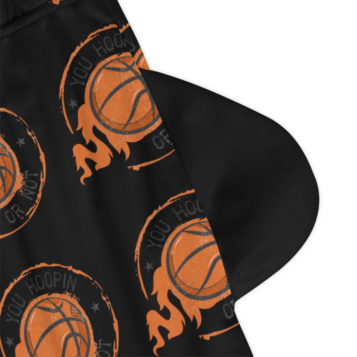 You HOOPINOr Not  Basketball All-Over Print Rib Shorts — Orange Ball Pattern