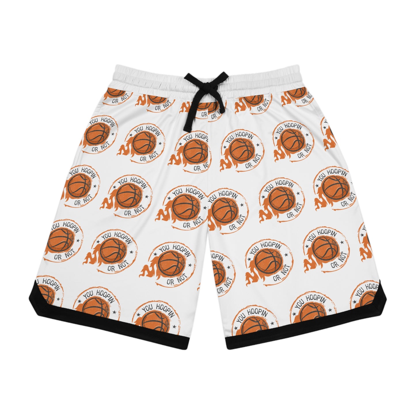 You HOOPIN Or Not Basketball All-Over Print Rib Shorts — Retro Hoop Logo Athletic Shorts