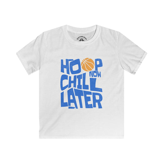 You Hoopin or Not? Kids Tee — "Hoop Now Chill Later" Basketball Graphic Shirt