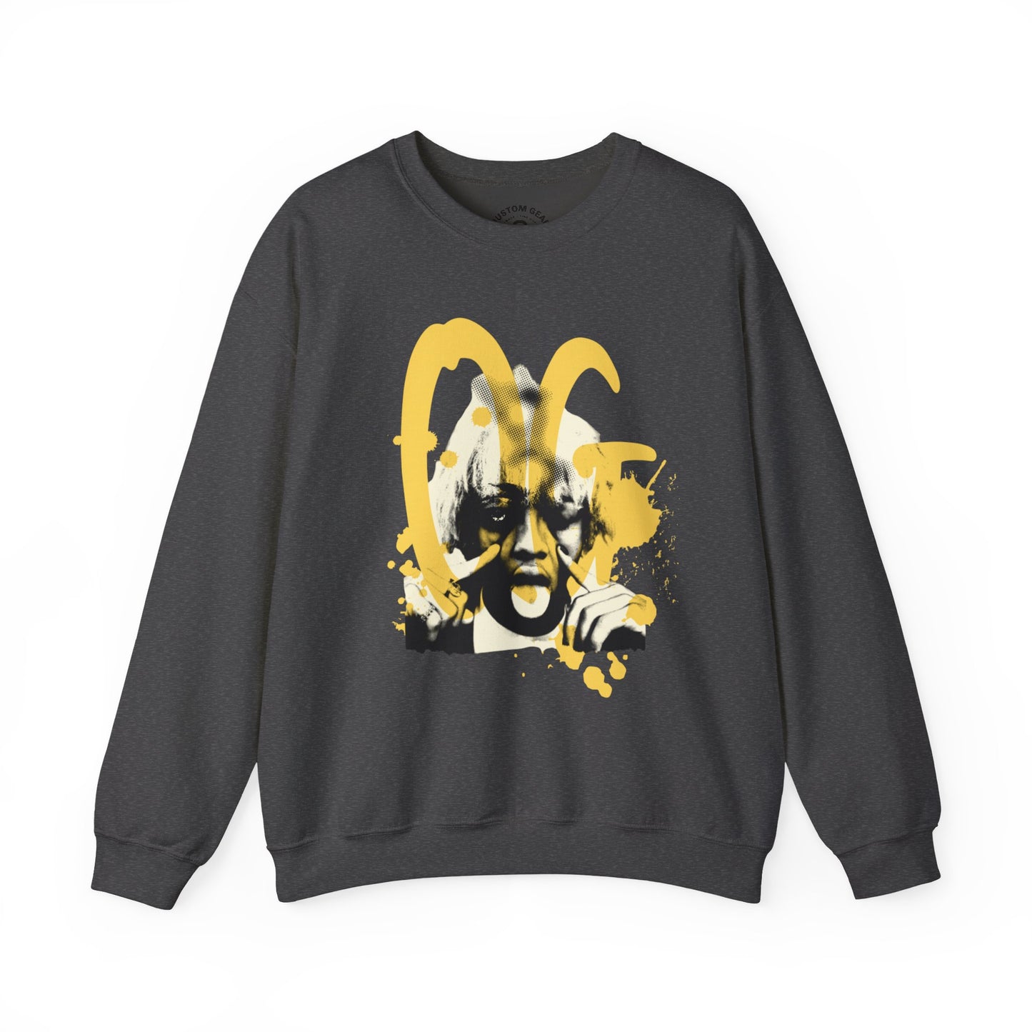 Qustom Gear Artistic Crewneck Sweatshirt with Bold Graphics, Unisex Fashion, Casual Wear, Gift for Trendsetters, Street Style, Everyday Comfort