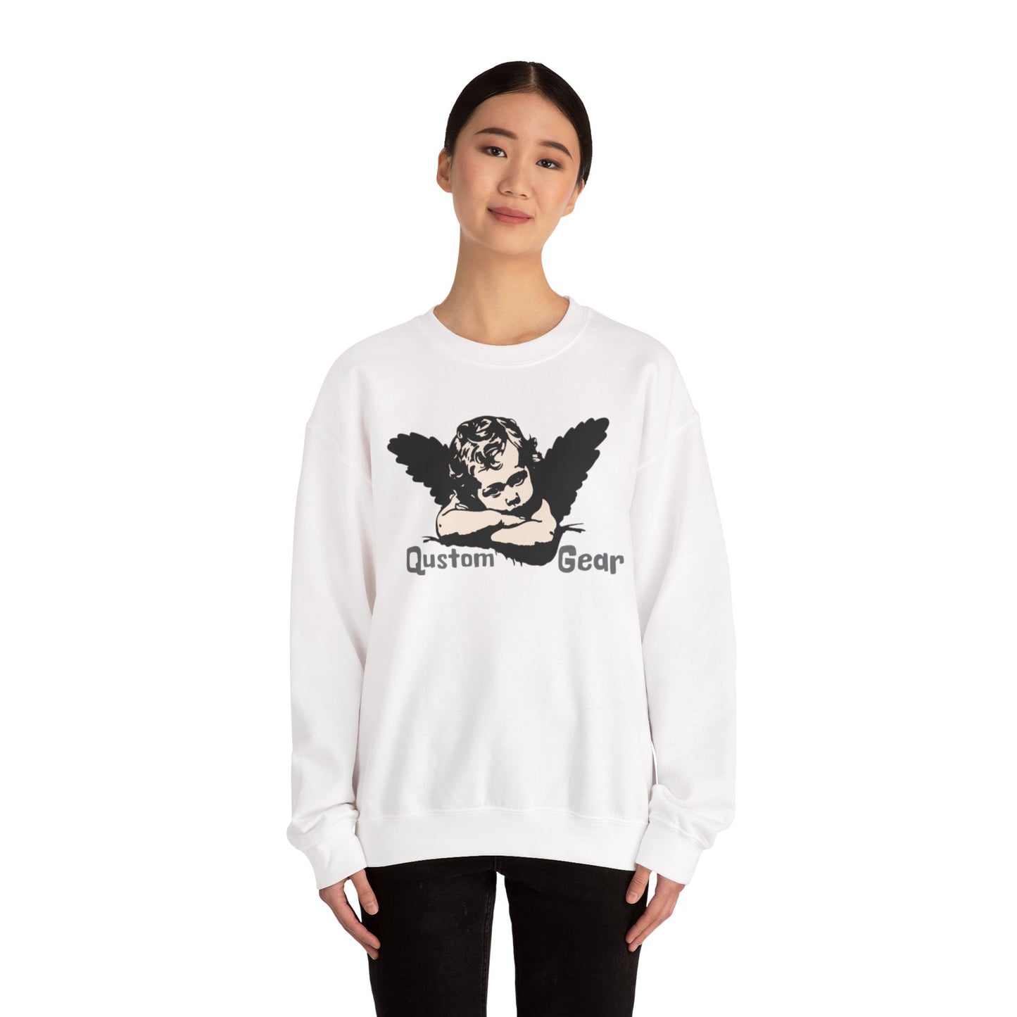 Vintage Angel Artwork Crewneck Sweatshirt, Cozy Unisex Sweatshirt, Casual Fall Layer, Gift for Art Lovers, Angel Design Pullover
