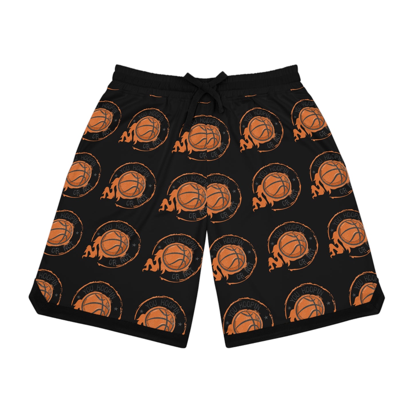 You HOOPINOr Not  Basketball All-Over Print Rib Shorts — Orange Ball Pattern