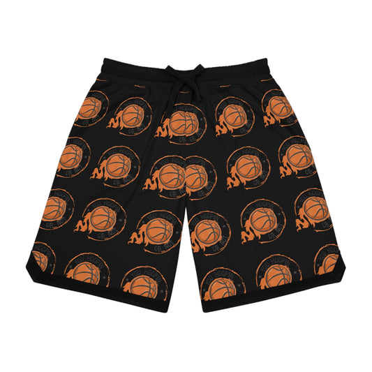 You HOOPINOr Not  Basketball All-Over Print Rib Shorts — Orange Ball Pattern