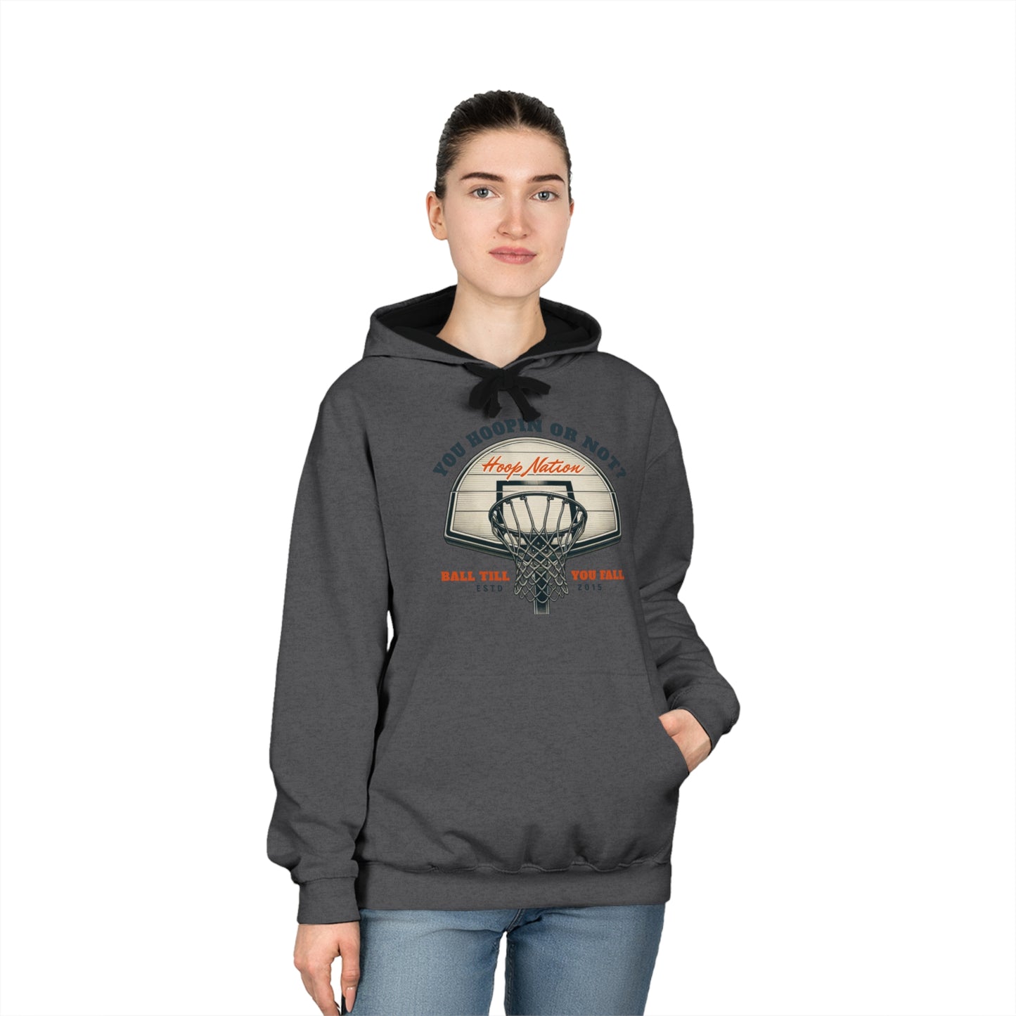 Basketball Varsity Hoodie, Unisex Sports Sweatshirt, Gift for Athletes, Game Day Apparel, Casual Wear, Hoodie with Basketball Design