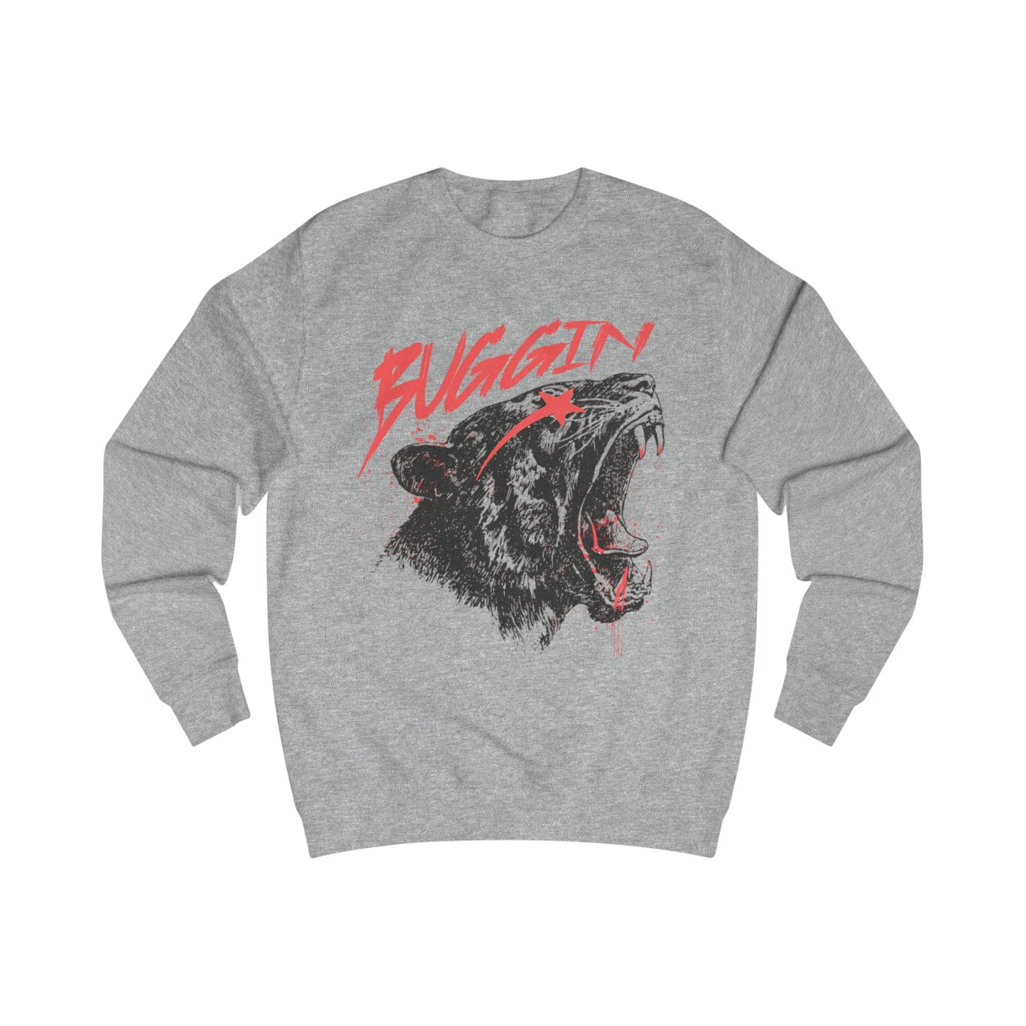 Qustom  Graphic Sweatshirt - 'Buggin' Panther Design, Streetwear, Casual Apparel, Gift for Him/Her, Fashion Statement
