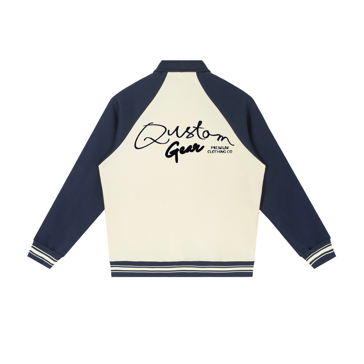 Qustom Contrast Raglan Sleeve Baseball Jacket