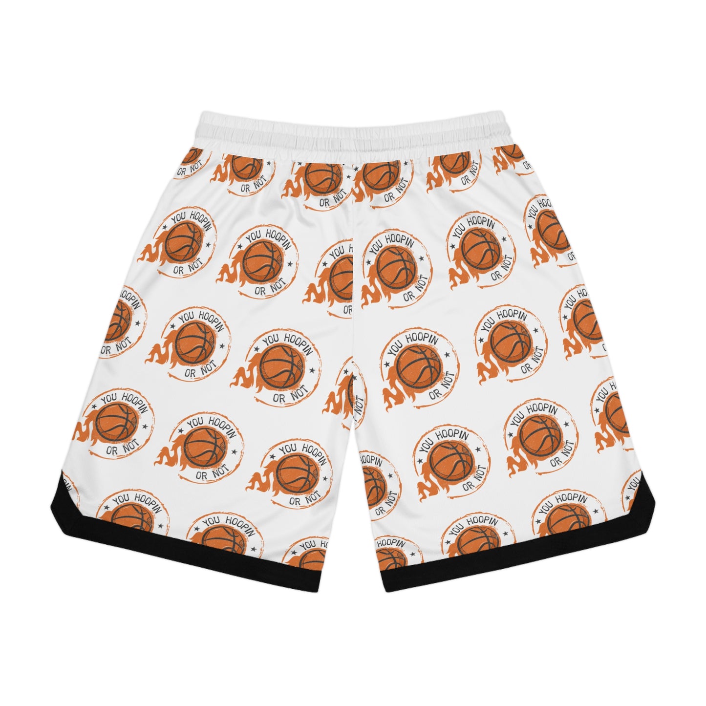 You HOOPIN Or Not Basketball All-Over Print Rib Shorts — Retro Hoop Logo Athletic Shorts
