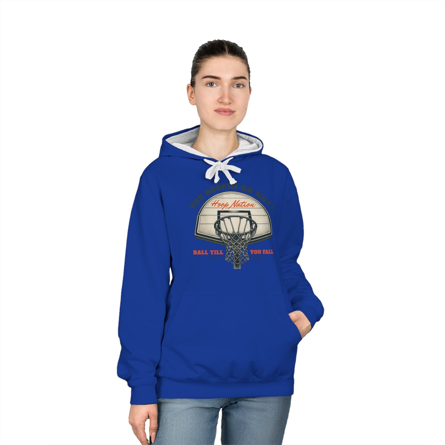 Basketball Varsity Hoodie, Unisex Sports Sweatshirt, Gift for Athletes, Game Day Apparel, Casual Wear, Hoodie with Basketball Design