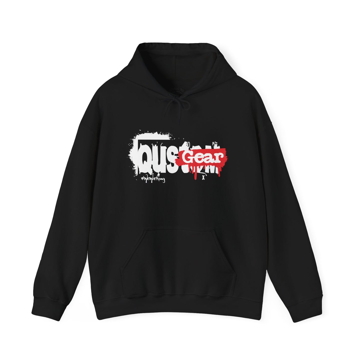 Qustom Urban Unisex Hoodie with Distressed Graphic, Streetwear Fashion, Cozy Layering Piece, Gift for Trendsetters, Casual Everyday Wear