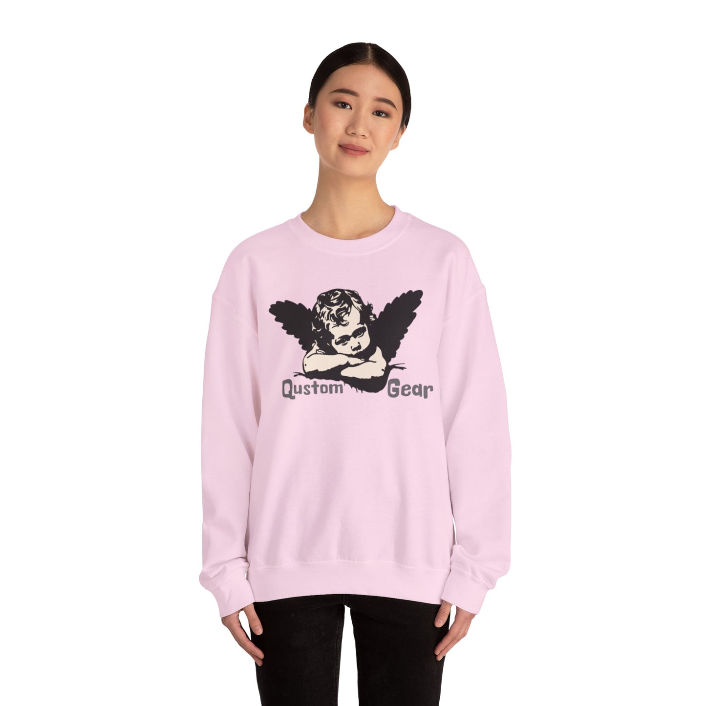 Vintage Angel Artwork Crewneck Sweatshirt, Cozy Unisex Sweatshirt, Casual Fall Layer, Gift for Art Lovers, Angel Design Pullover