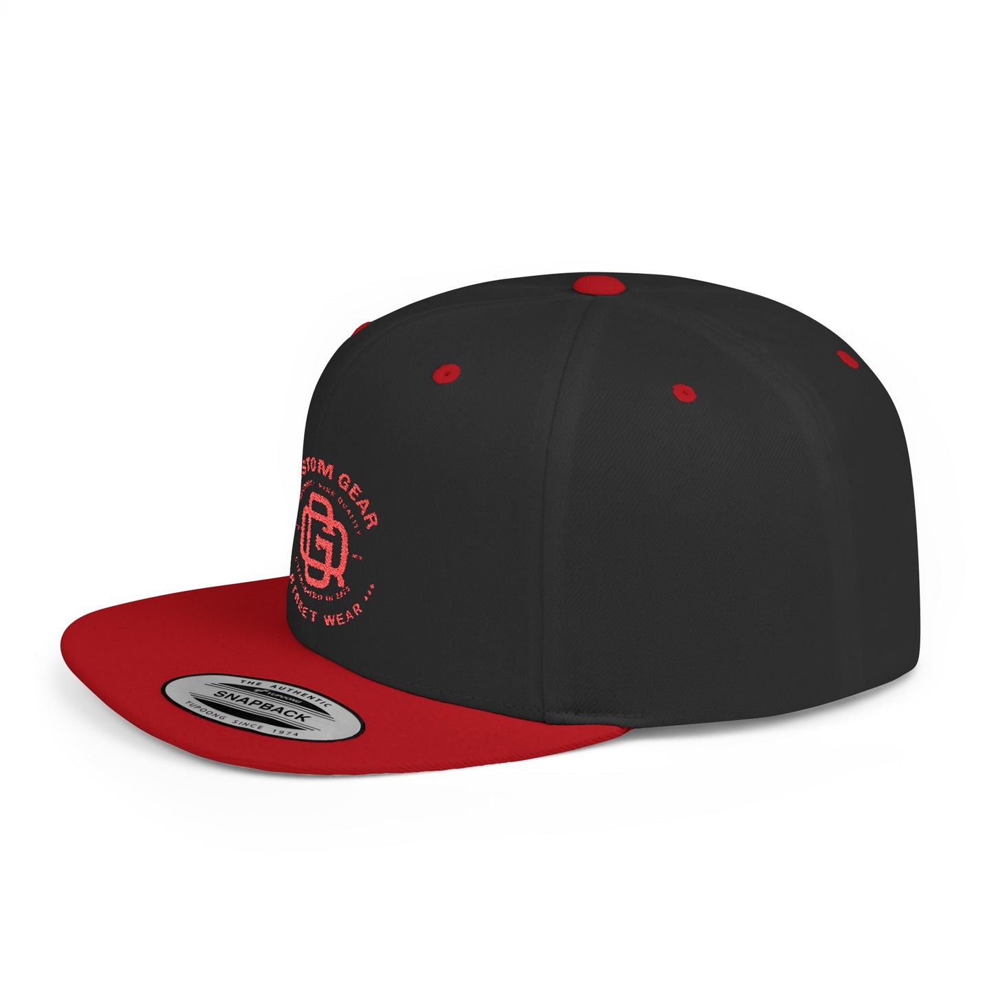 Qustom Gear Flat Bill Snapback - Street Wear Style, Trendy Hat, Casual Accessory, Gift for Him/Her, Street Style Cap, Summer Fashion